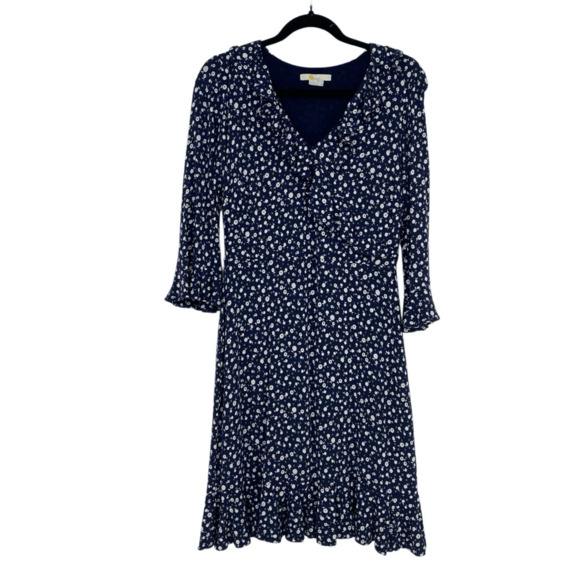 Boden Michaela Knit Jersey Dress Size 6 Daisy Floral Print Ruffles V-neck Casual - Picture 2 of 11